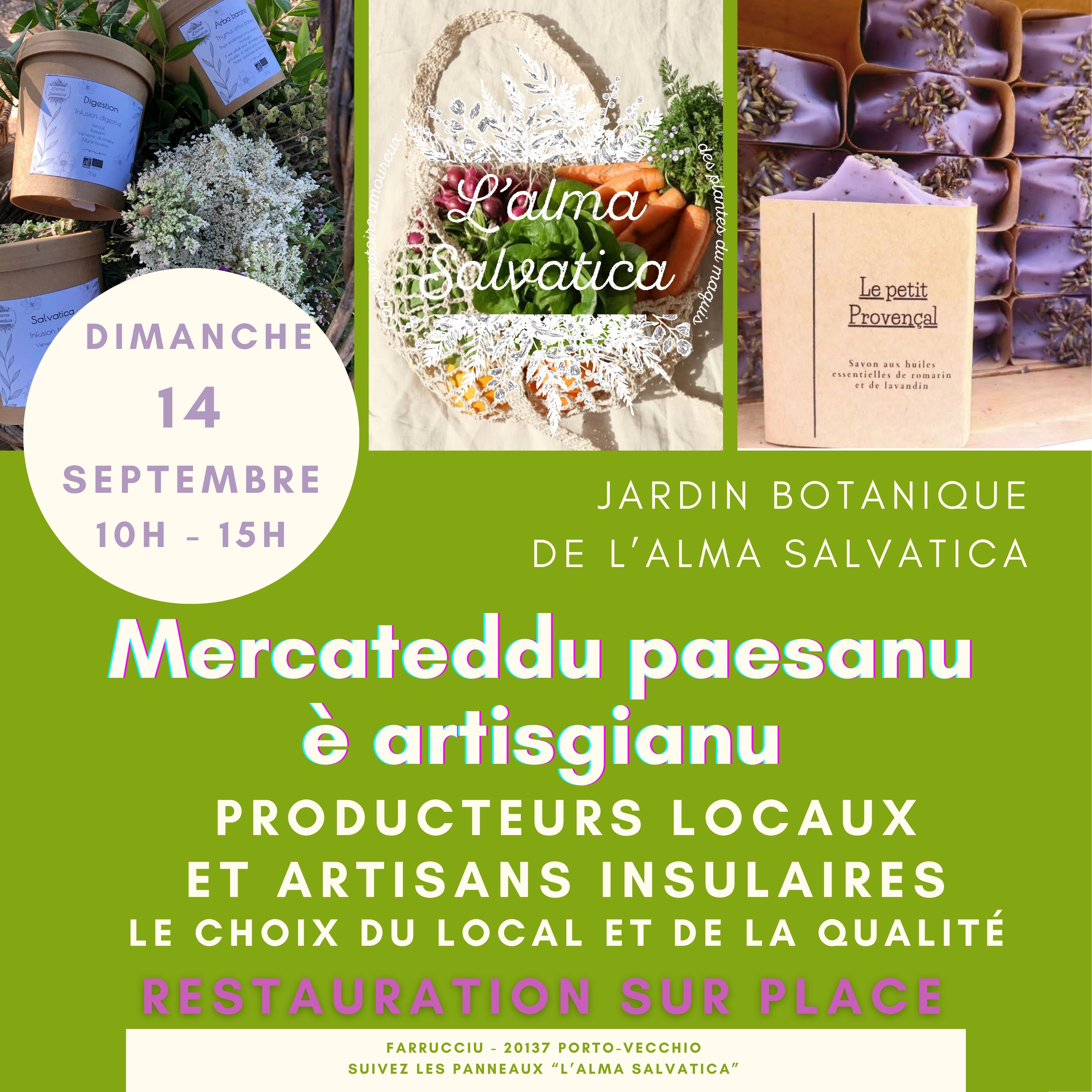 Dimanche 14 septembre Mercateddu paesanu è artisgianu de 10h à 15h